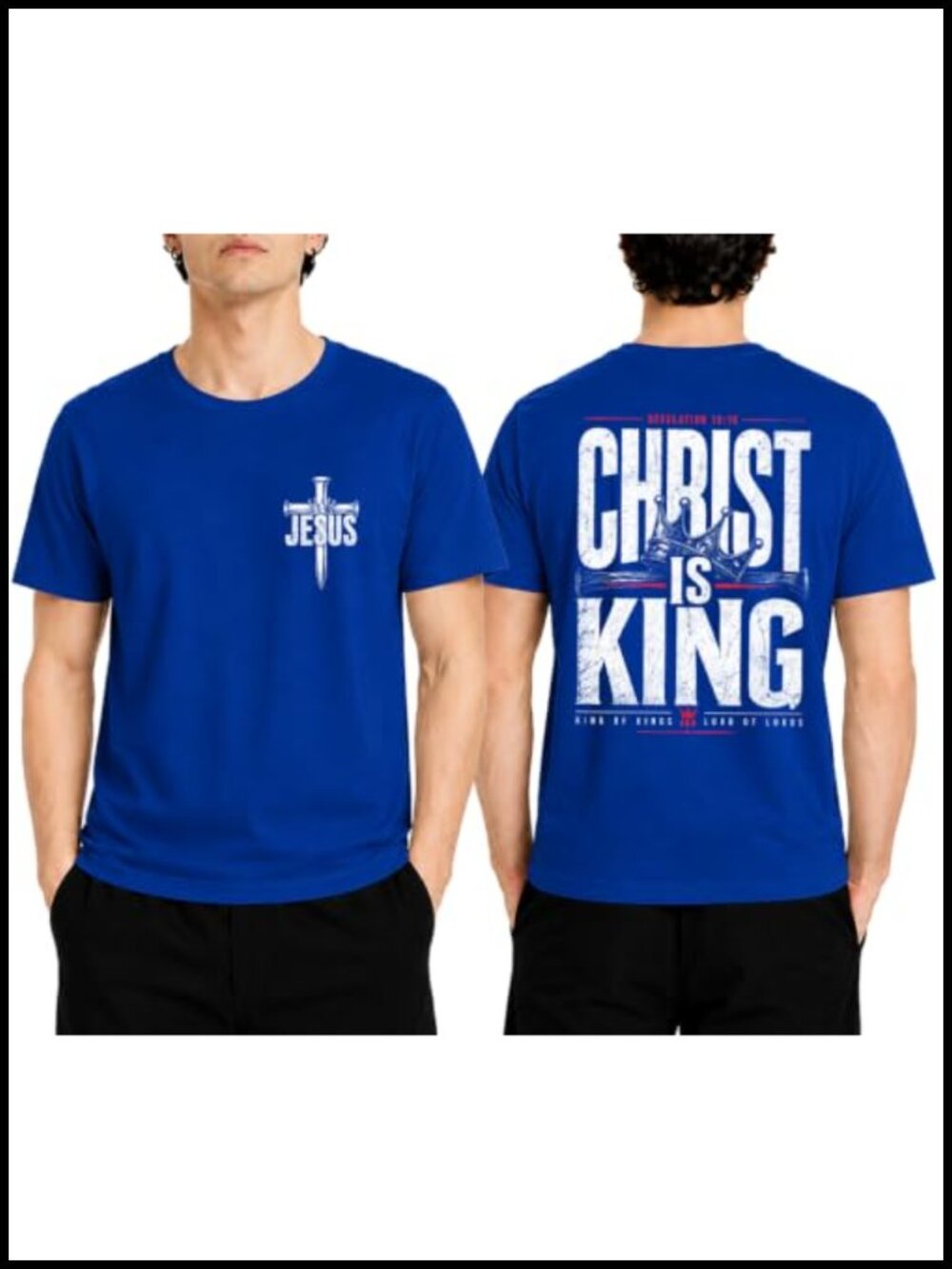 Men's Christ Is King T-Shirt Christian Cross Crew Neck Short Sleeve